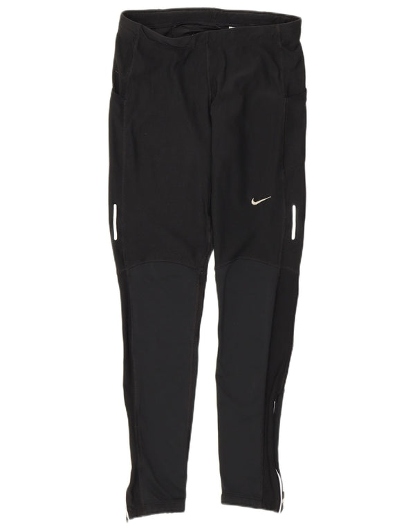 Женские леггинсы Nike Dri Fit UK 12, средний черный, полиэстер с цветными блоками