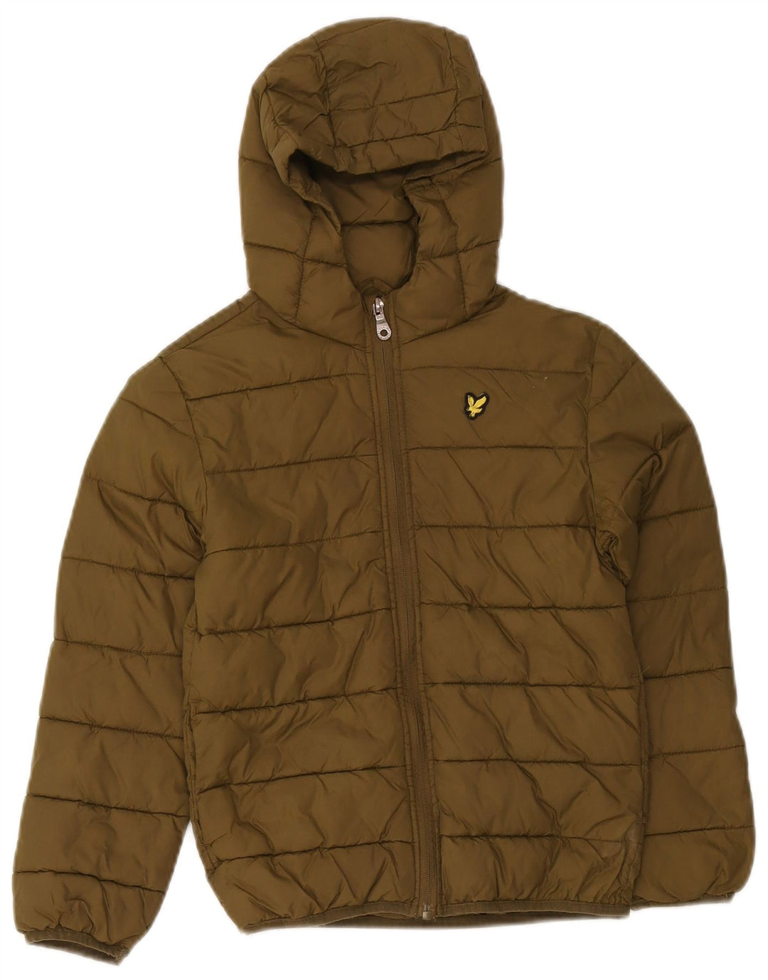 Утепленная куртка Lyle & Scott для мальчиков с капюшоном 7–8 лет, цвет хаки, полиамид