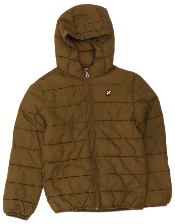 Утепленная куртка Lyle & Scott для мальчиков с капюшоном 7–8 лет, цвет хаки, полиамид
