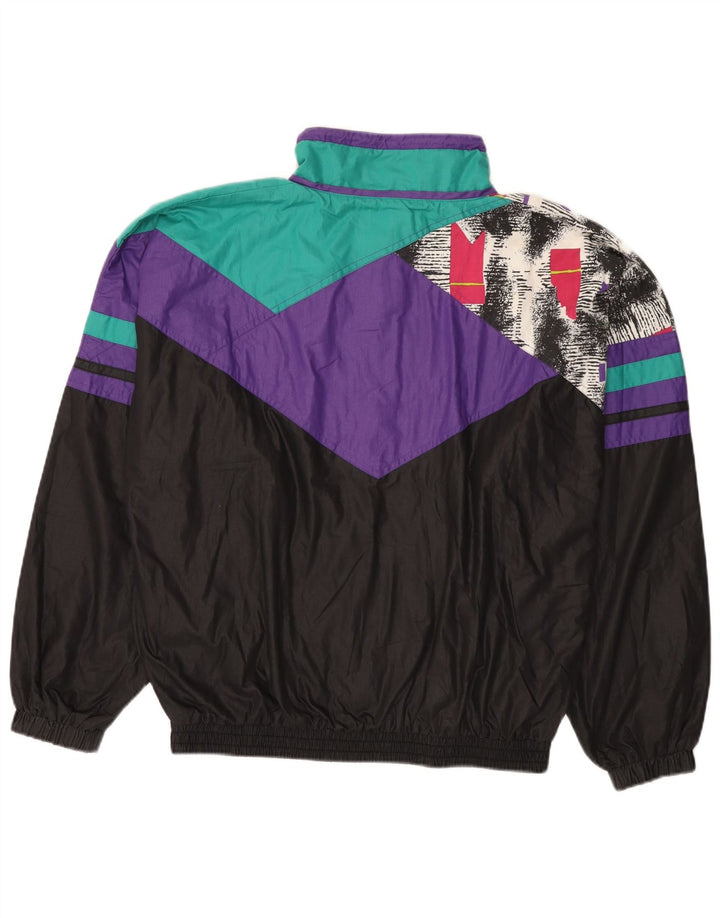 ВИНТАЖНЫЙ Мужской пуловер, спортивный костюм, верхняя куртка, средний черный, с цветными блоками