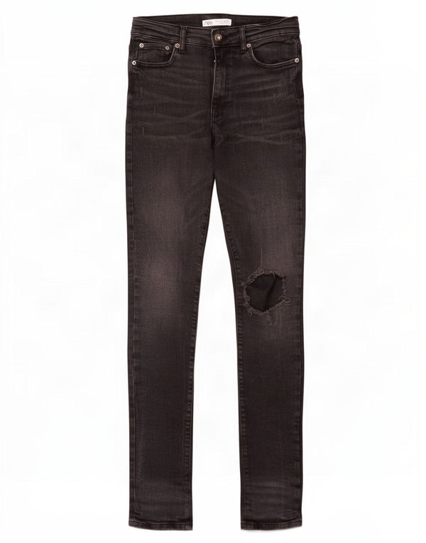 Мужские потертые джинсы скинни Zara EU 42, большие W32 L34, черный хлопок