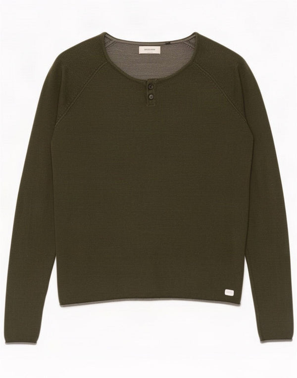 Мужской джемпер с вырезом лодочкой Jack & Jones XL, хлопок цвета хаки