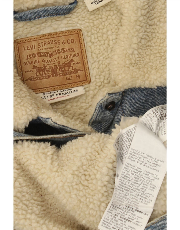 Женская джинсовая куртка шерпа Levi's UK 38, средний синий хлопок