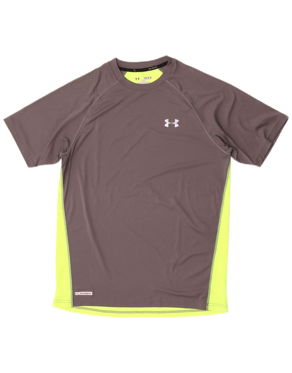 Мужская футболка Under Armour Heat Gear Top среднего серого цвета с цветными блоками