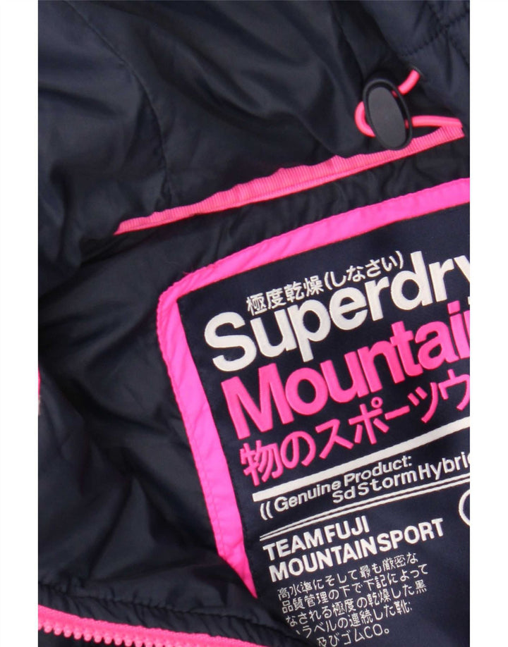 Женская утепленная куртка с капюшоном Superdry UK 8, маленькая, темно-синяя, из полиэстера с крапинками