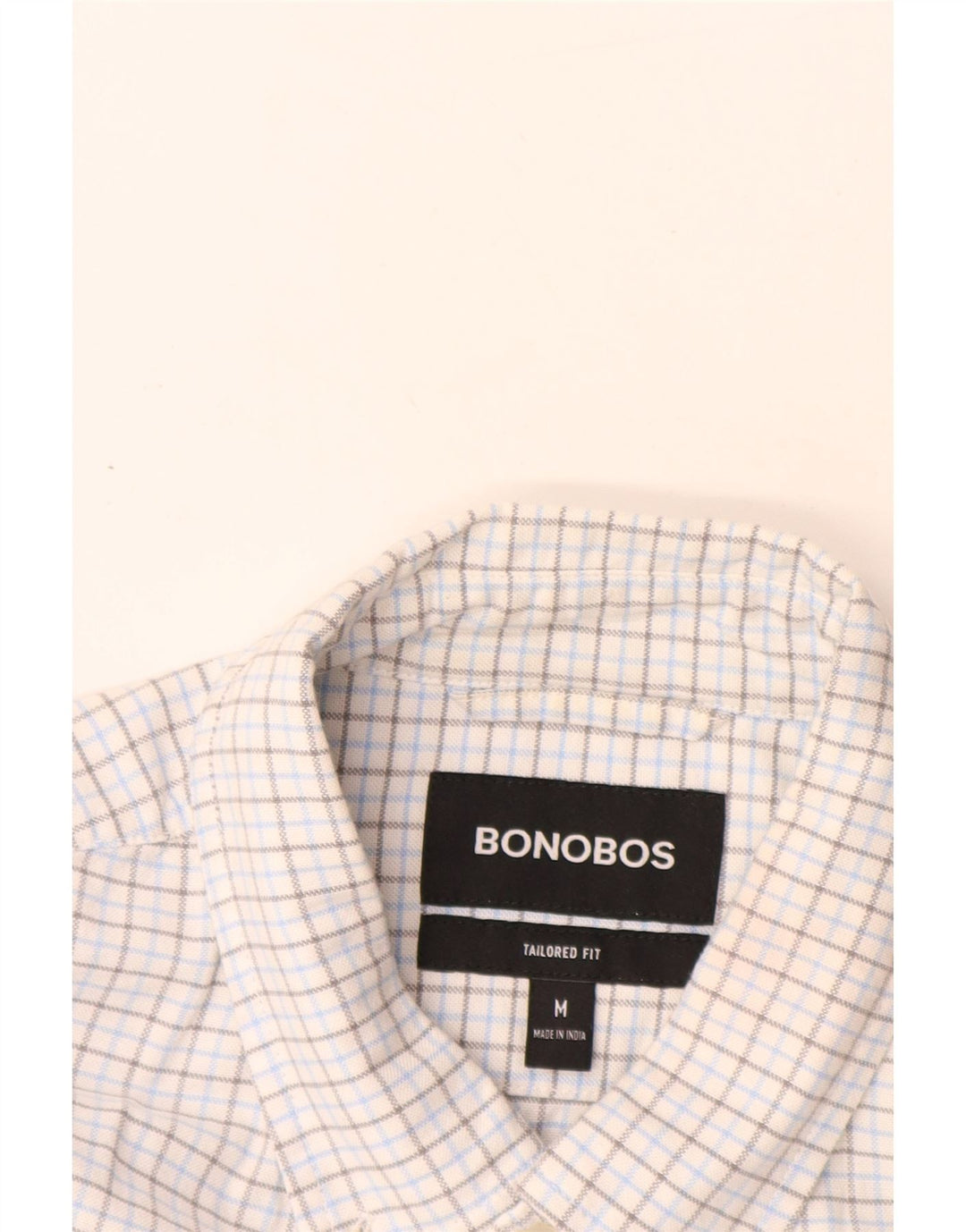 BONOBOS Мужская рубашка индивидуального кроя среднего размера в клетку белого цвета