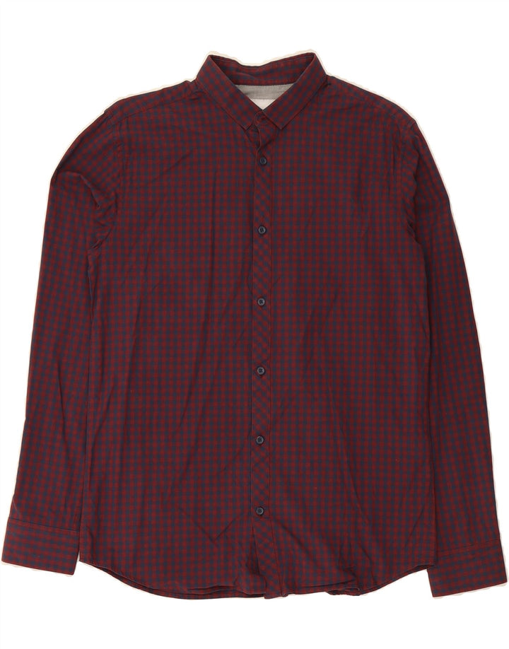 JACK & JONES Mens Slim Fit Shirt Large Red Gingham Cotton Vintage Jack & Jones and Second-Hand Jack & Jones from Messina Hembry 