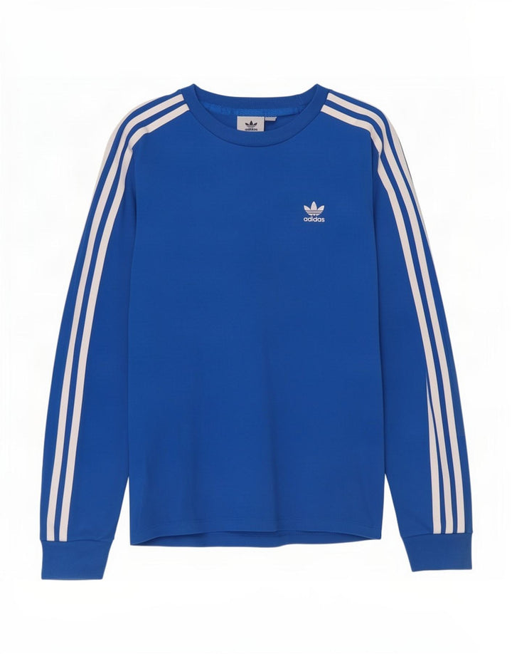 Женский топ Adidas с длинным рукавом UK 8, маленький синий хлопок