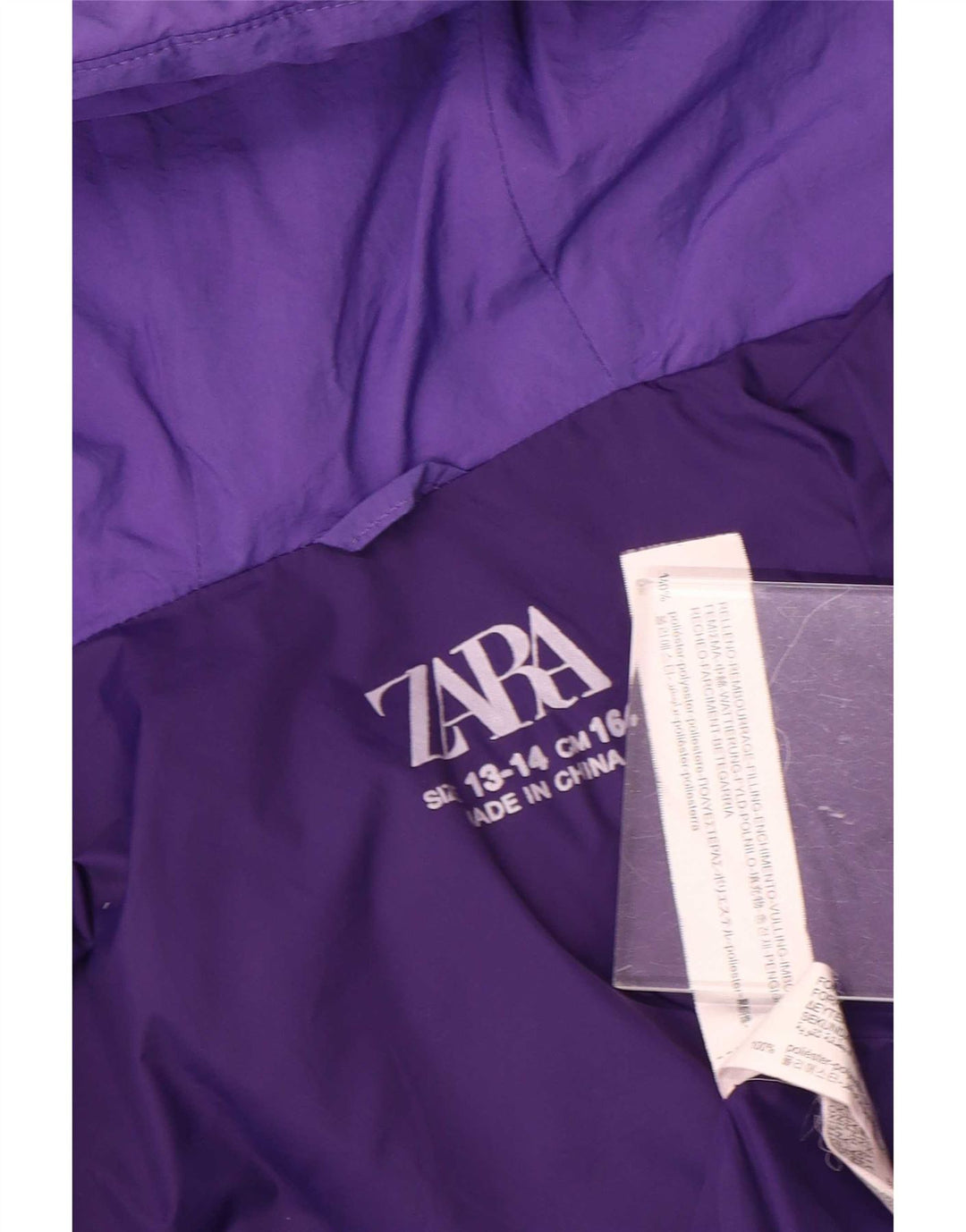 Стеганая куртка с капюшоном Zara для девочек 13–14 лет, фиолетовый полиэстер