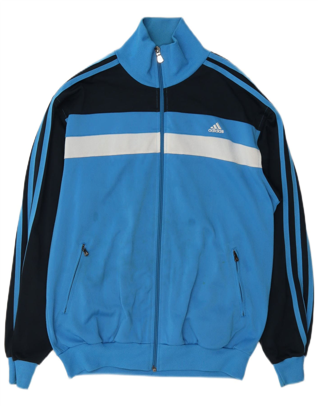 Мужская спортивная куртка Adidas UK 36/38, маленький синий полиэстер с цветными блоками
