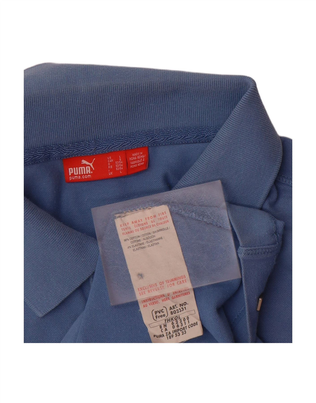 PUMA Mens Polo Shirt Large Blue Cotton