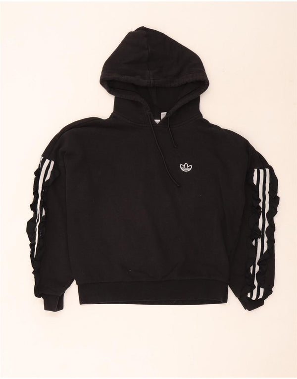 Женский джемпер с капюшоном Adidas свободного кроя UK 6 XS, черный хлопок