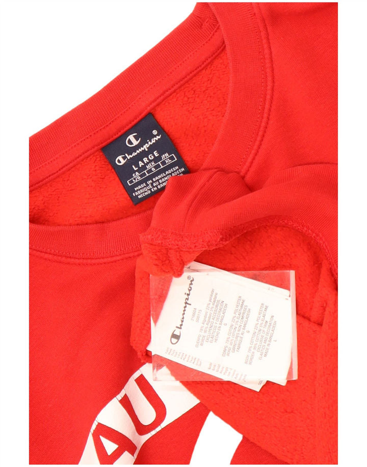 Мужской свитшот с рисунком Champion, большой красный хлопковый джемпер