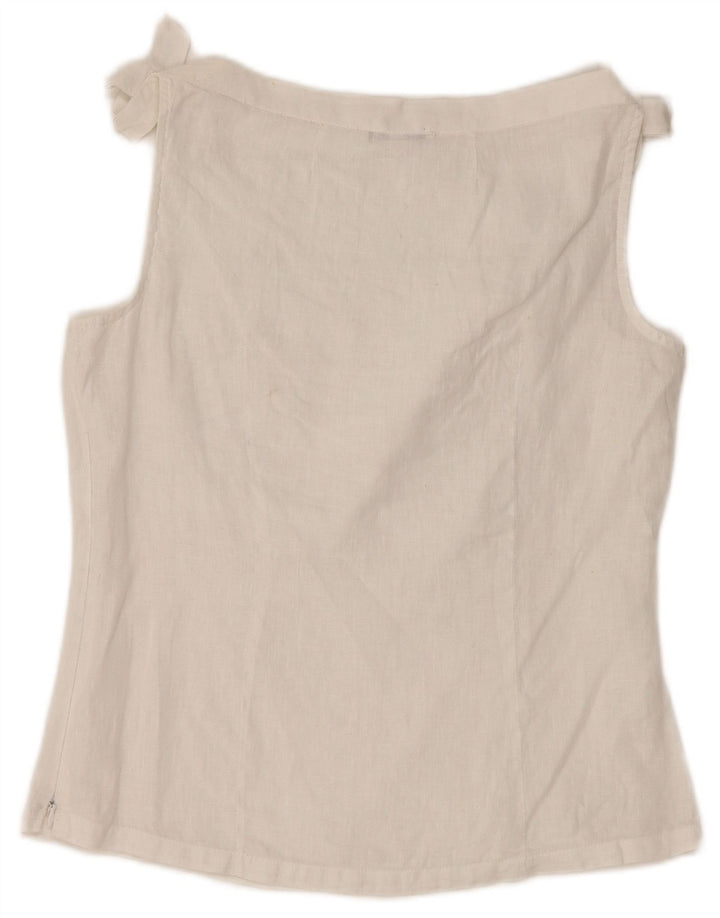 NARACAMICIE Женская блузка без рукавов, топ UK 8, маленький белый