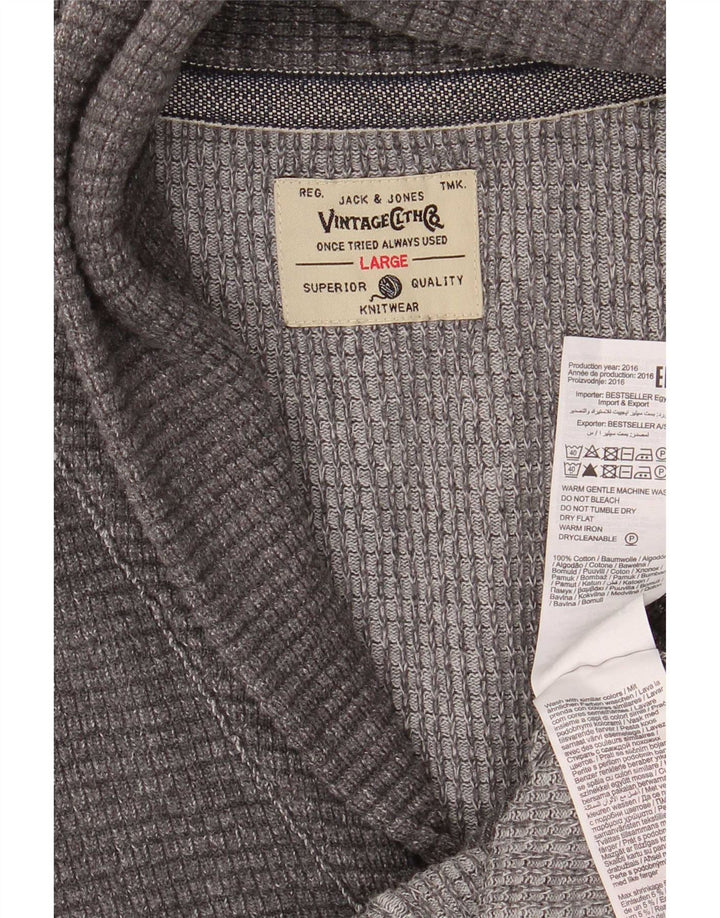 Мужской кардиган Jack & Jones, большой серый хлопковый свитер