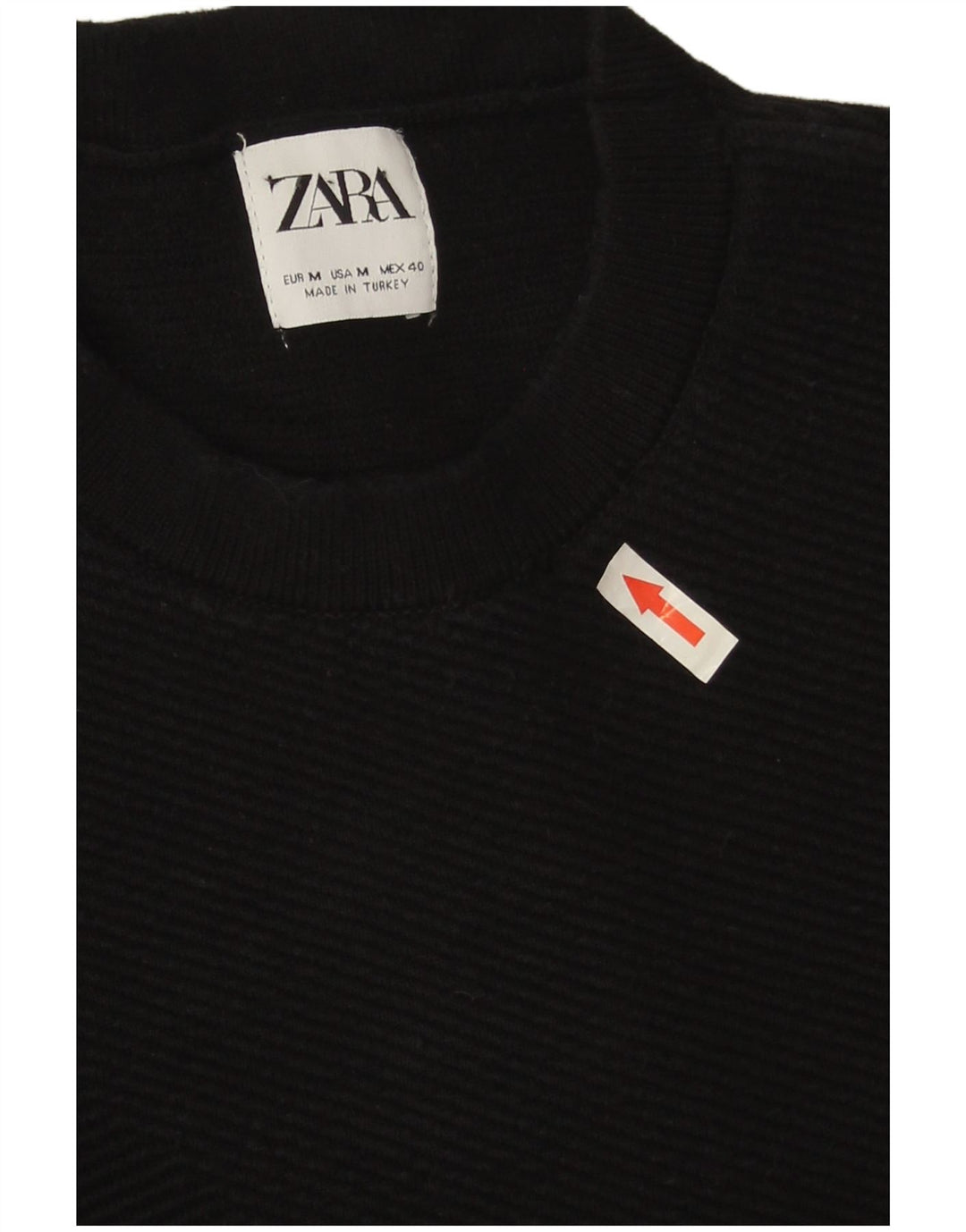 Мужской джемпер с круглым вырезом Zara, средний черный хлопковый свитер