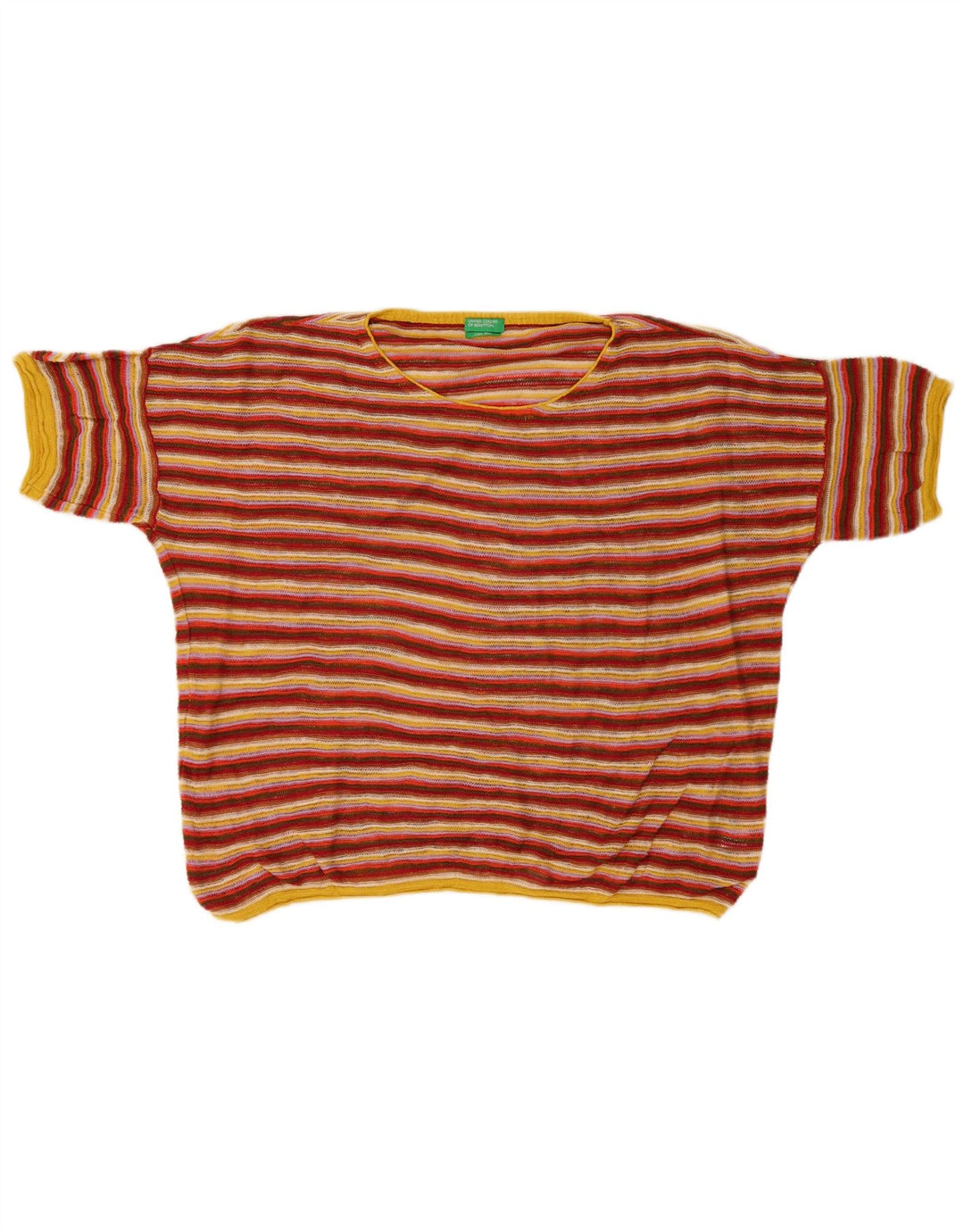 Женский свободный джемпер с вырезом «лодочка» Benetton, Великобритания, 10, маленький, разноцветный