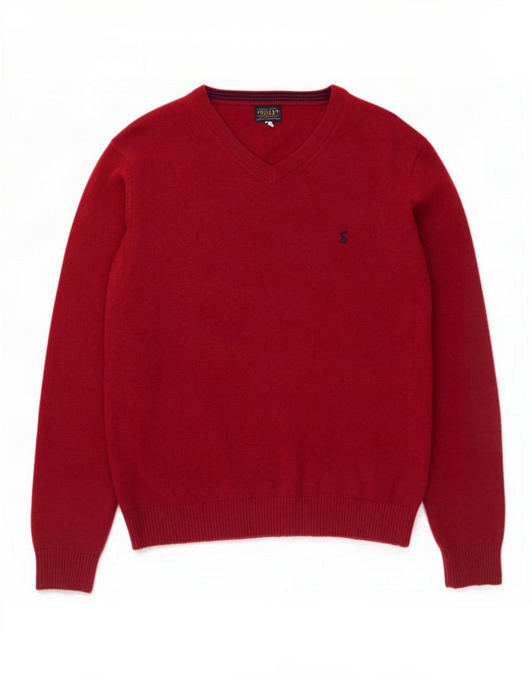 Joules Mens V-Neck Jumper Sweater Large Burgundy Wool