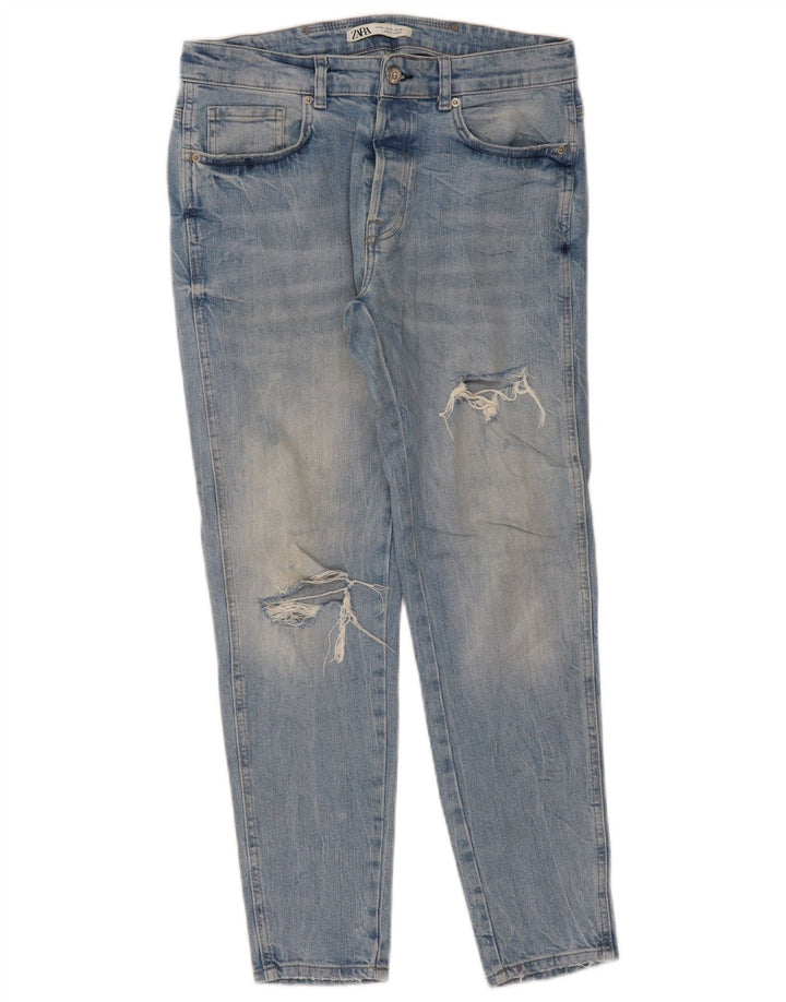 Мужские потертые узкие джинсы Zara EU 42, большие W32 L29, синие