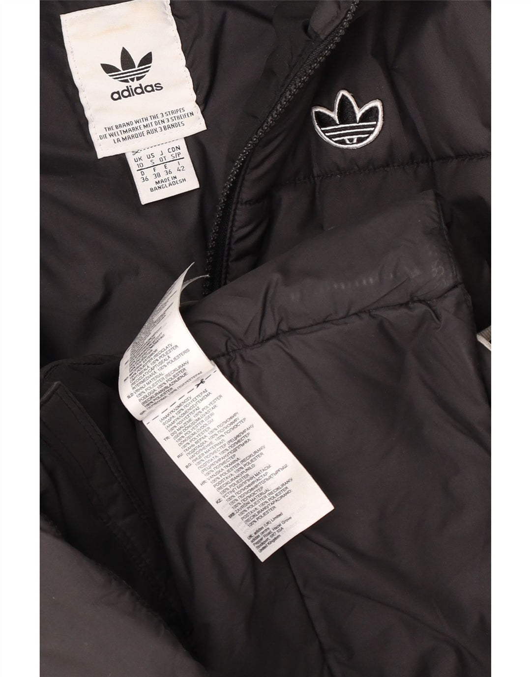 Женская утепленная куртка Adidas с капюшоном UK 10, маленькая, черный полиэстер