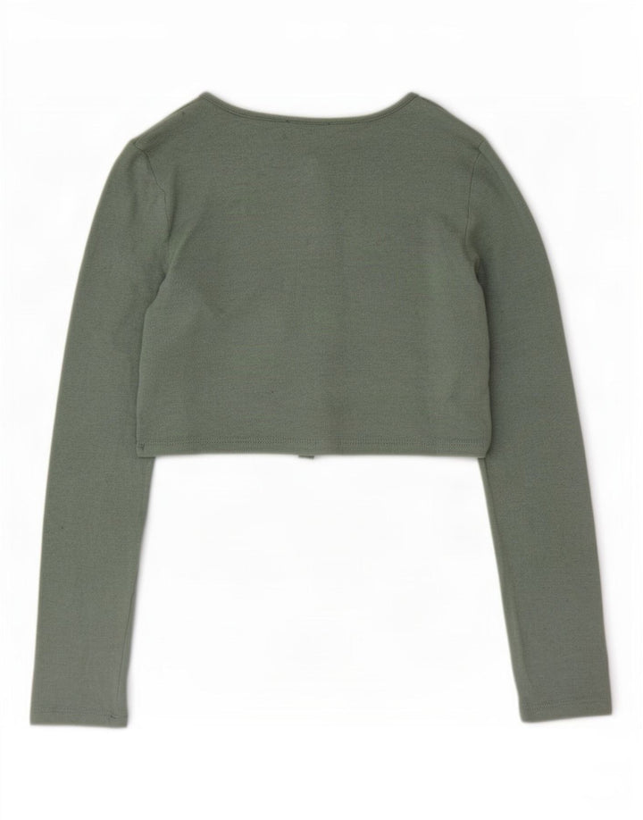 Женский укороченный кардиган Zara UK 12, средний зеленый цвет, вискоза