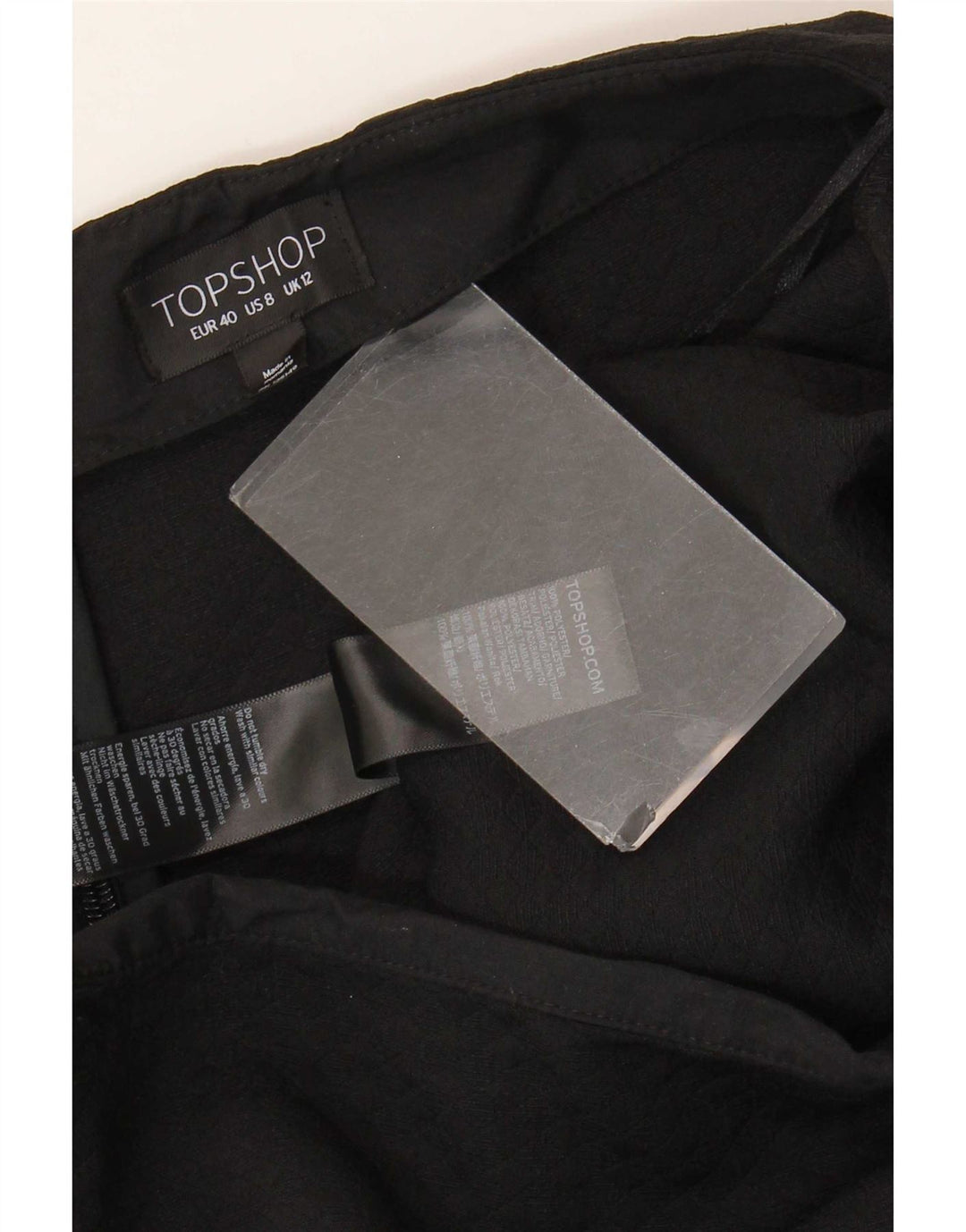 Женская мини-юбка Topshop UK 12 Medium W30, черный полиэстер с цветочным принтом