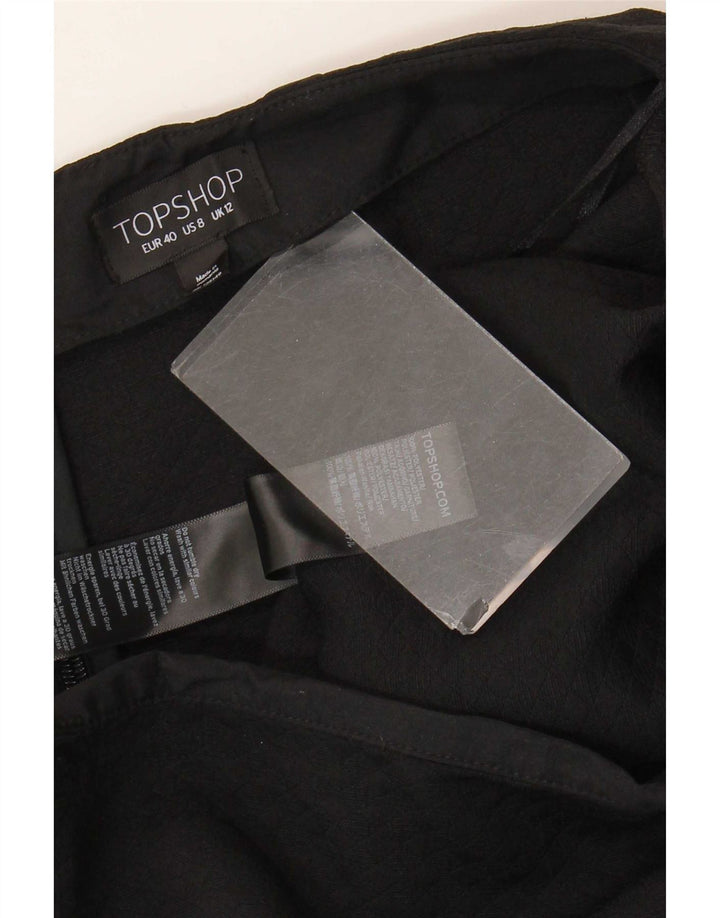 Женская мини-юбка Topshop UK 12 Medium W30, черный полиэстер с цветочным принтом