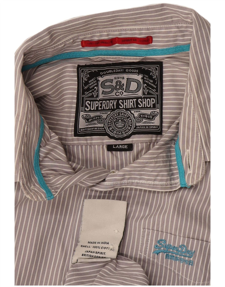 Мужская рубашка Superdry в большую серую полоску из хлопка