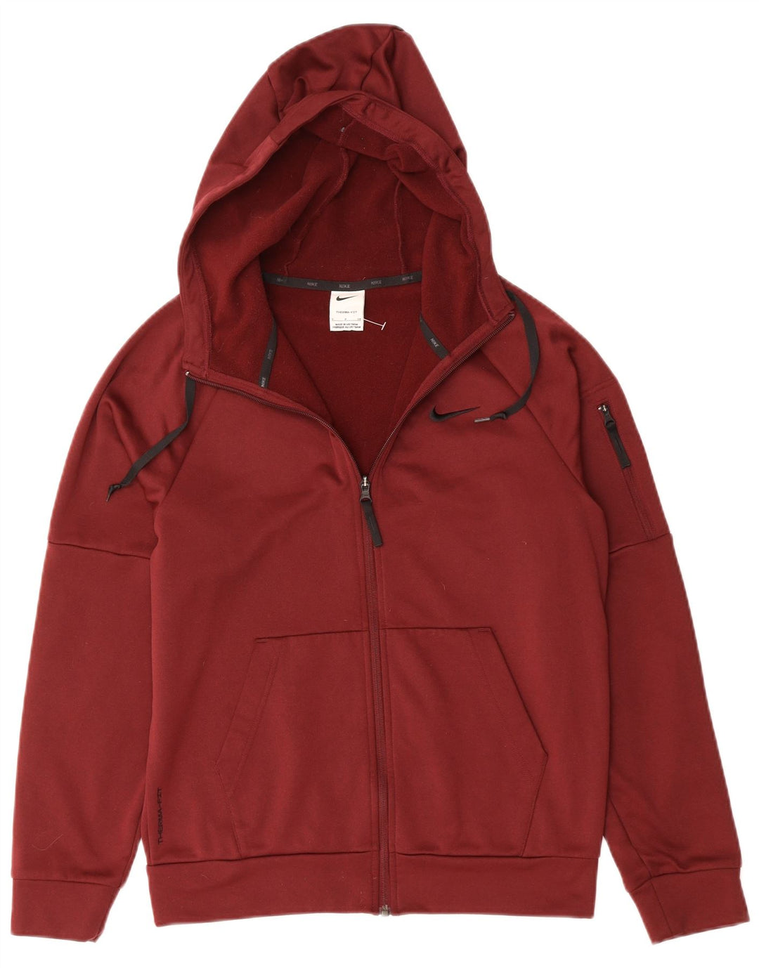 NIKE Mens Therma-Fit Zip Hoodie Sweater Small Maroon Polyester