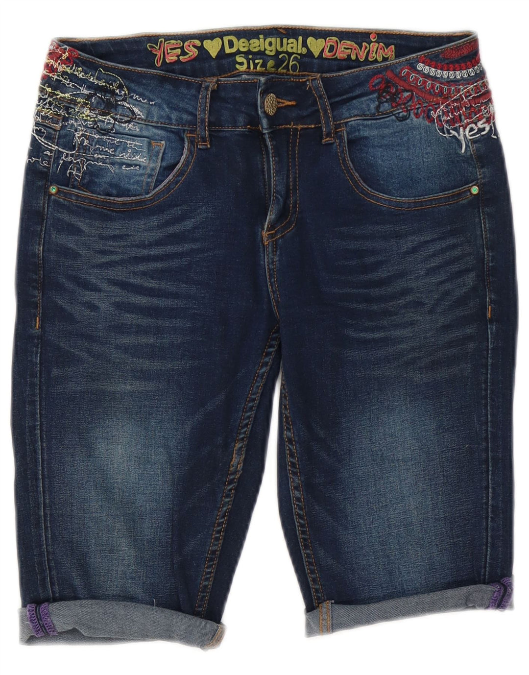 Женские джинсовые шорты Desigual с рисунком W26, маленькие синие, хлопок