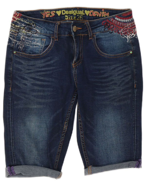 Женские джинсовые шорты Desigual с рисунком W26, маленькие синие, хлопок