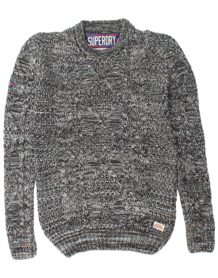 SUPERDRY Мужской свитер с круглым вырезом, средний серый акрил в крапинку
