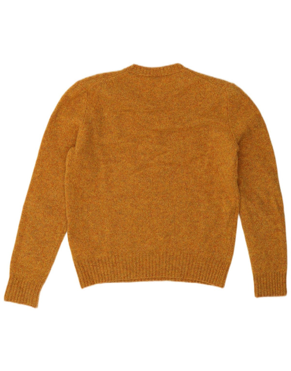 Женский джемпер с круглым вырезом Benetton UK 14, средний оранжевый шерстяной с крапинками