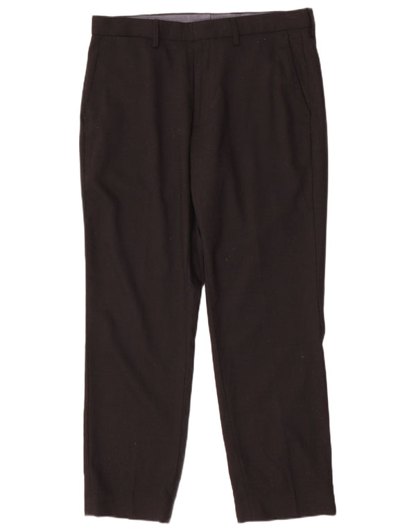 Marks & Spencer Mens Regular Fit Chino Trousers W34 L29 Black Wool