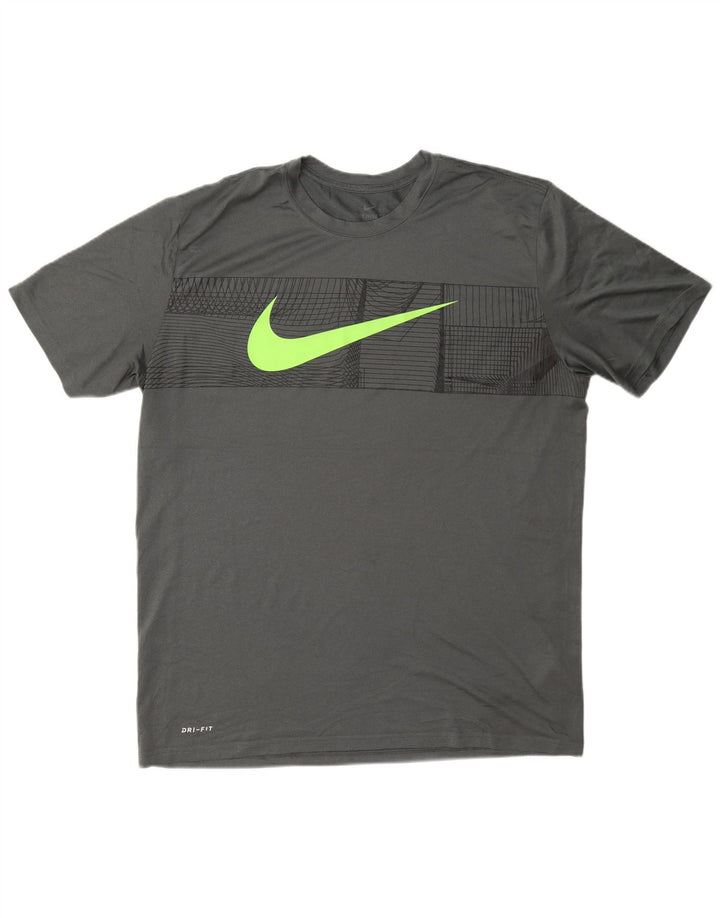 Мужская футболка Nike Dri Fit с графикой, топ XL, серый полиэстер