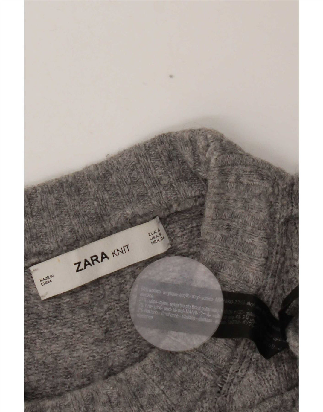 Женский свободный джемпер с высоким воротником Zara UK 10, маленький серый в крапинку