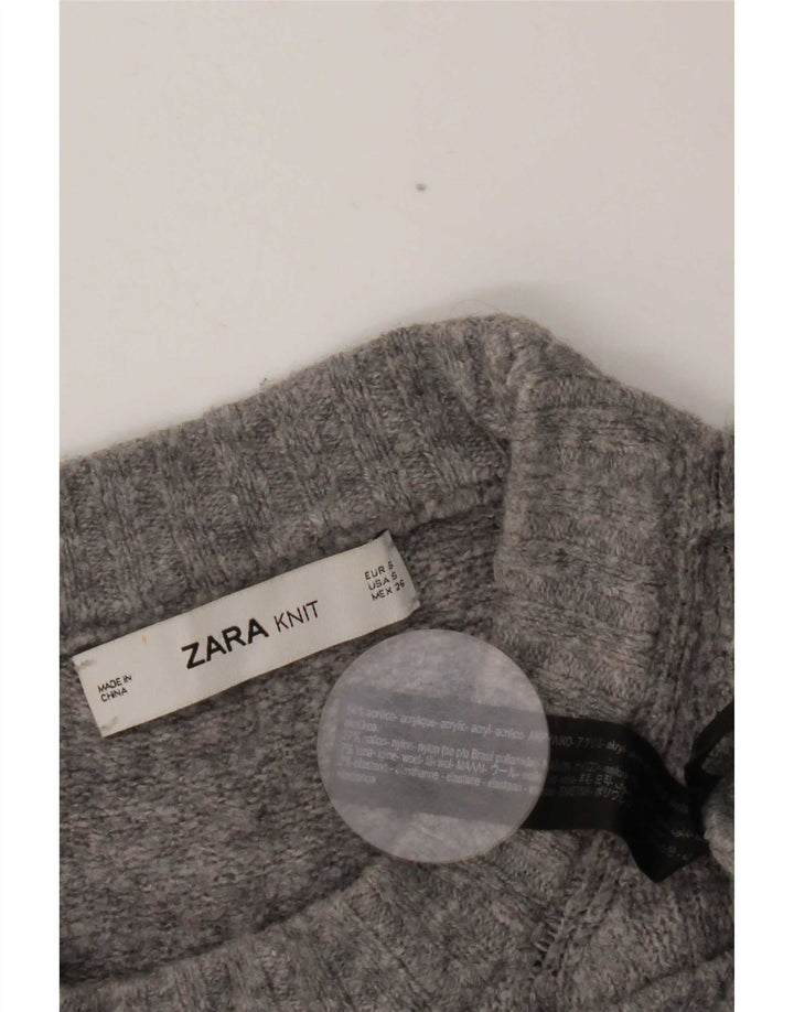 Женский свободный джемпер с высоким воротником Zara UK 10, маленький серый в крапинку