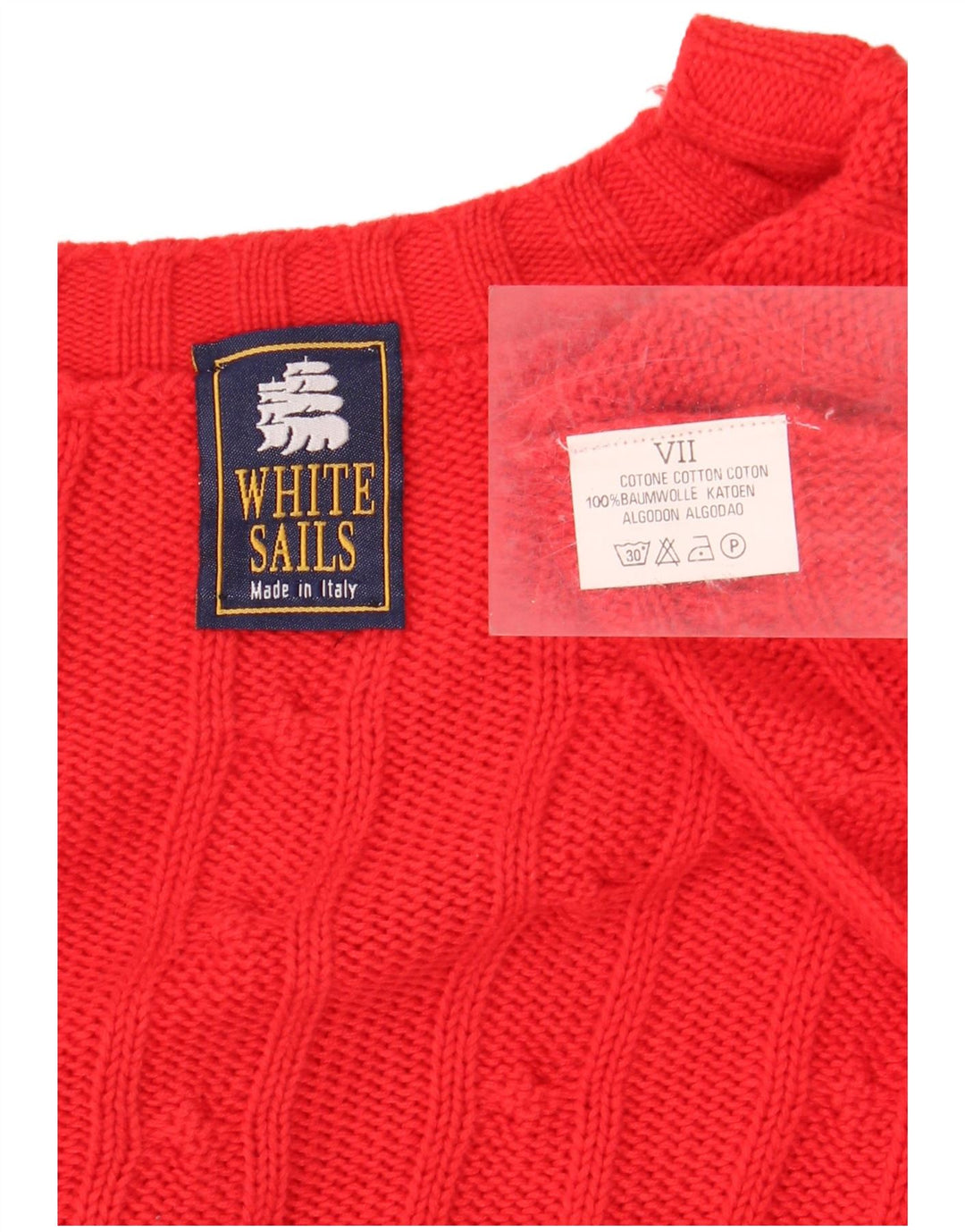 WHITE SAILS Мужской джемпер с v-образным вырезом XL, красный хлопок