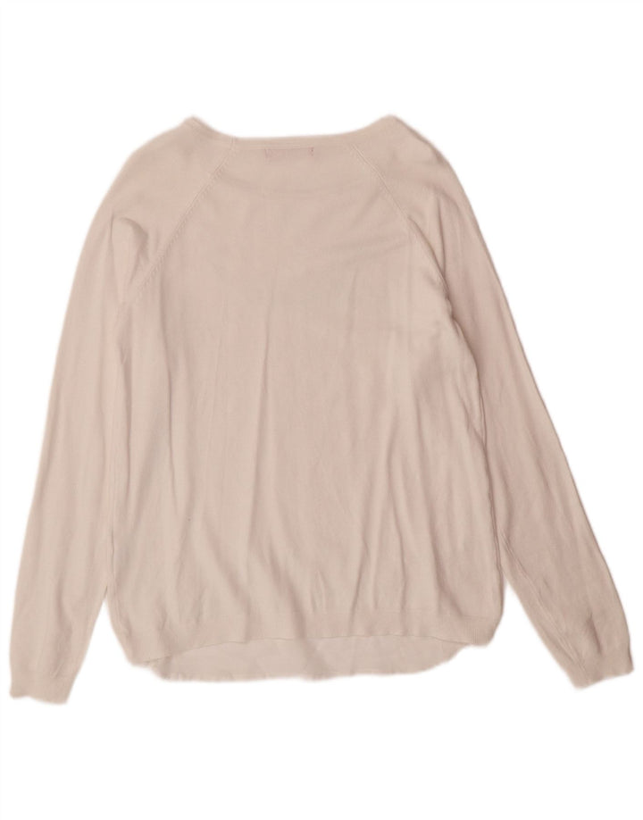 Guess Женский джемпер с вырезом «лодочка» с рисунком, Великобритания 10, маленький белый