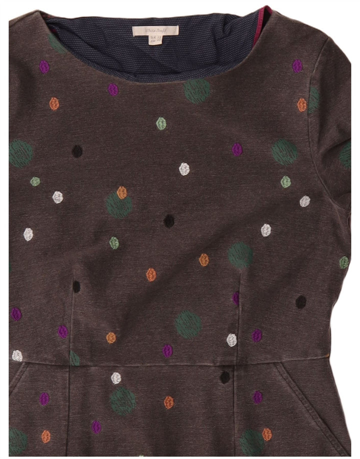 Женское платье-футляр с рукавом 3/4 WHITE STUFF UK 12, средний серый в пятнистый цвет