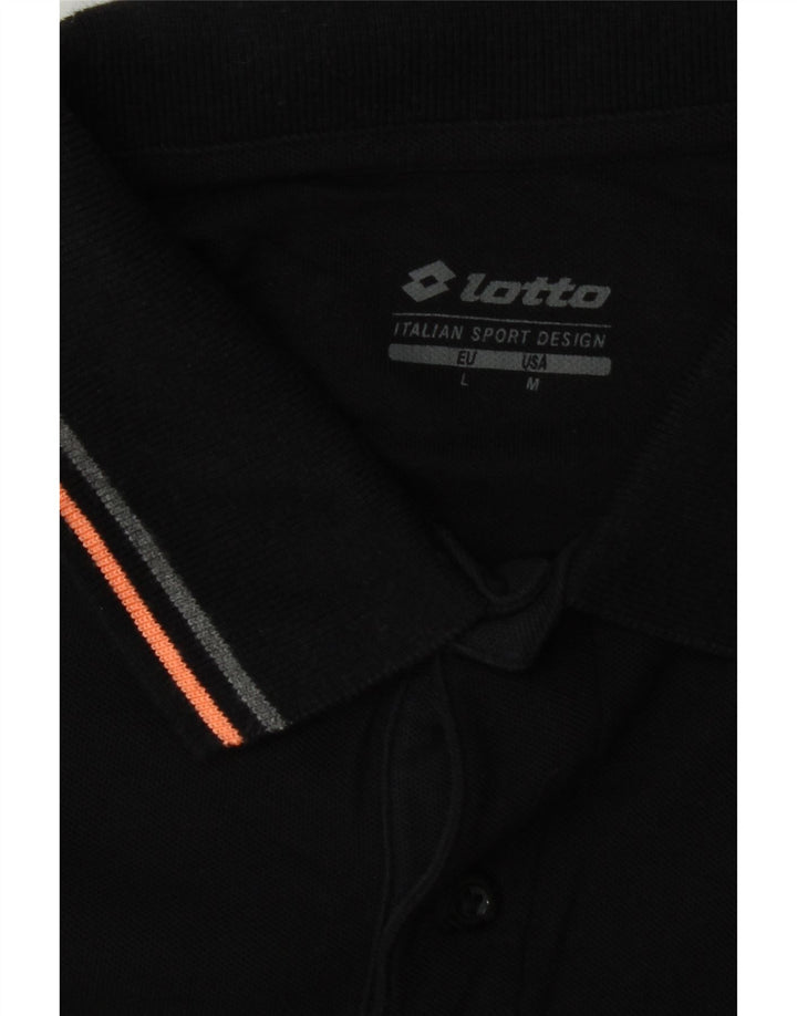 LOTTO Mens Polo Shirt Large Black Cotton Vintage Lotto and Second-Hand Lotto from Messina Hembry 
