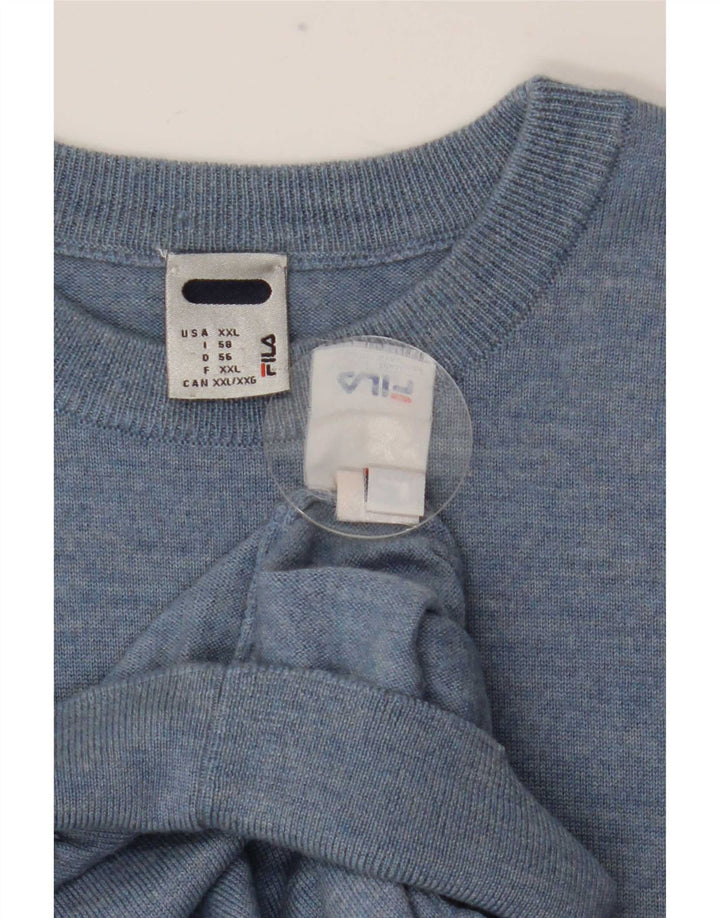 Мужской свитер Fila с круглым вырезом 2XL, синяя шерсть