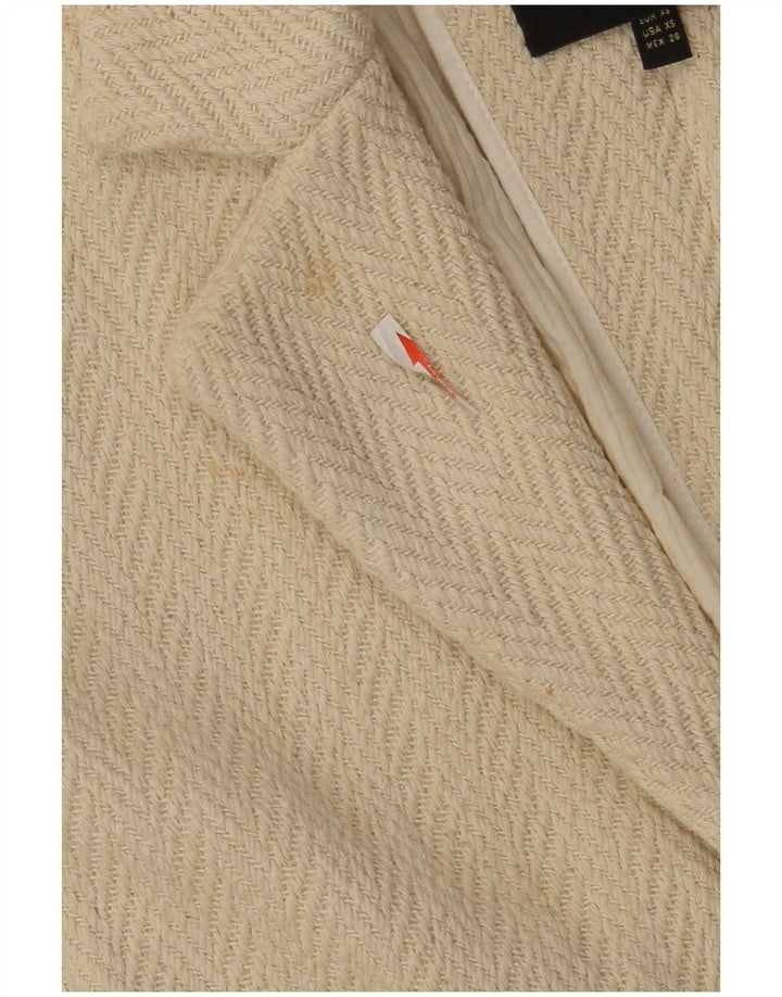 Massimo Dutti Женское открытое пальто с рукавами 3/4 UK 6 XS Off White «Елочка»