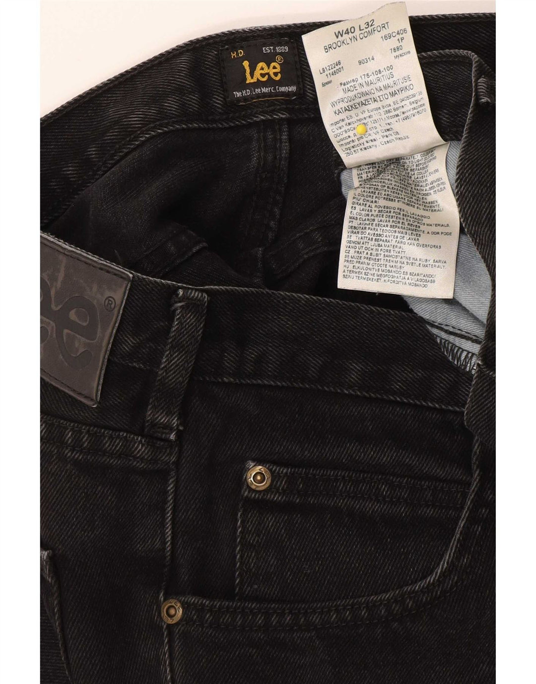 Мужские прямые джинсы Lee Brooklyn W40 L32, черный хлопок