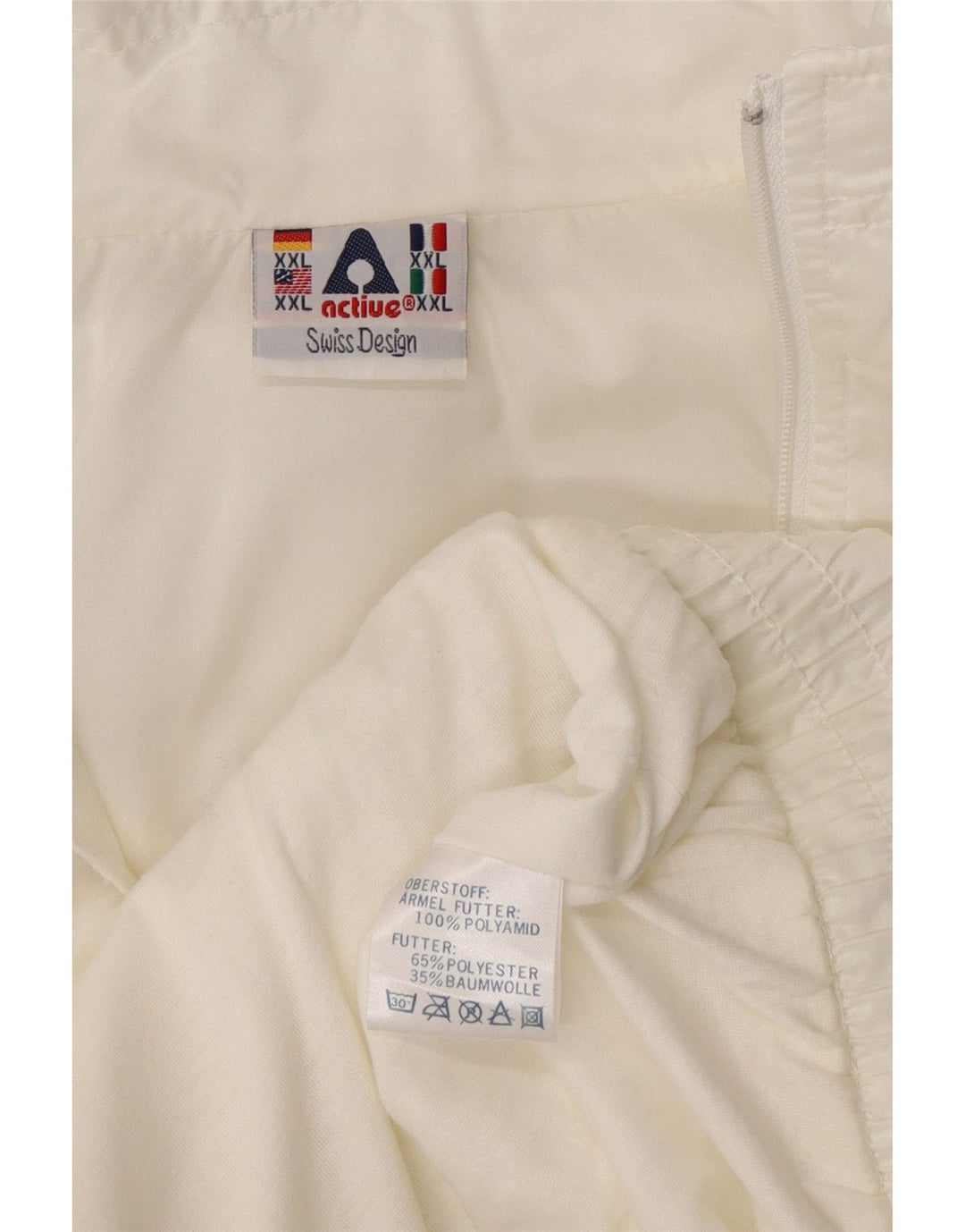 ACTIVE Mens Graphic Tracksuit Top Jacket 2XL White Polyamide Vintage Active and Second-Hand Active from Messina Hembry 