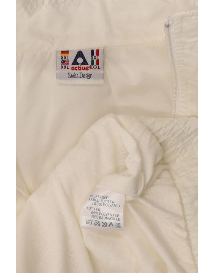 ACTIVE Mens Graphic Tracksuit Top Jacket 2XL White Polyamide Vintage Active and Second-Hand Active from Messina Hembry 