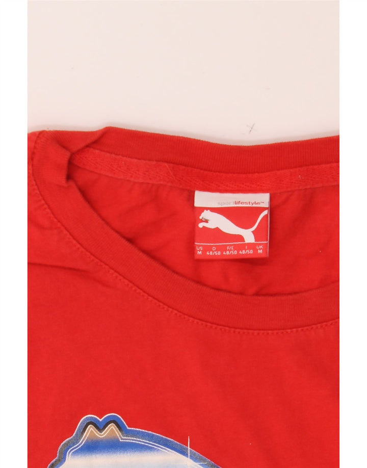 PUMA Mens Graphic T-Shirt Top Medium Red Cotton Vintage Puma and Second-Hand Puma from Messina Hembry 