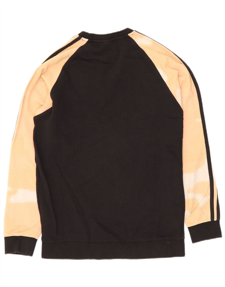 Мужской свитшот ADIDAS, джемпер среднего размера, черный, хлопковый, тай-дай