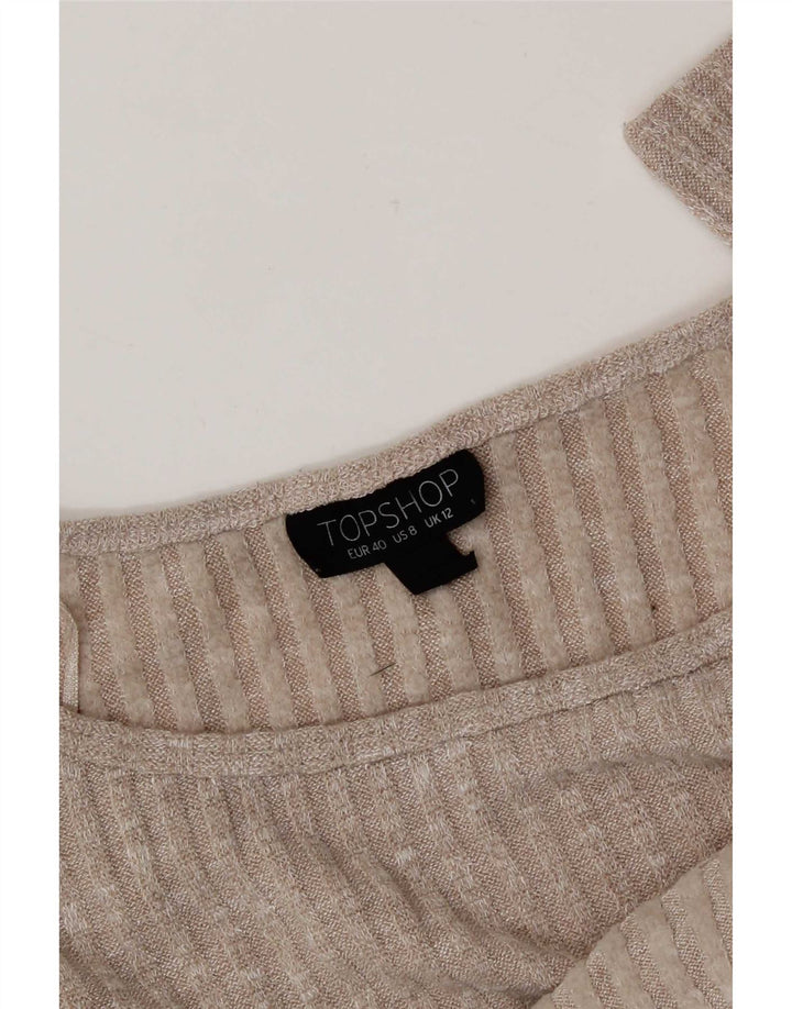 Женский укороченный топ оверсайз Topshop с длинными рукавами, Великобритания, 12, средний, бежевый, в крапинку