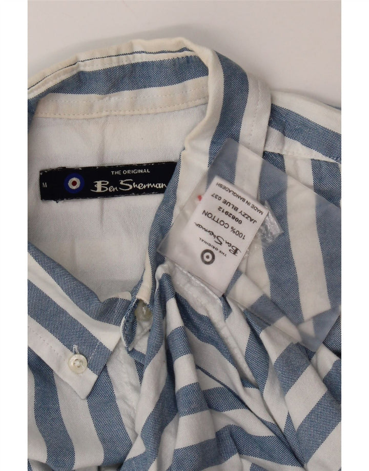 Мужская рубашка с коротким рукавом Ben Sherman, хлопковая синяя полоска среднего размера